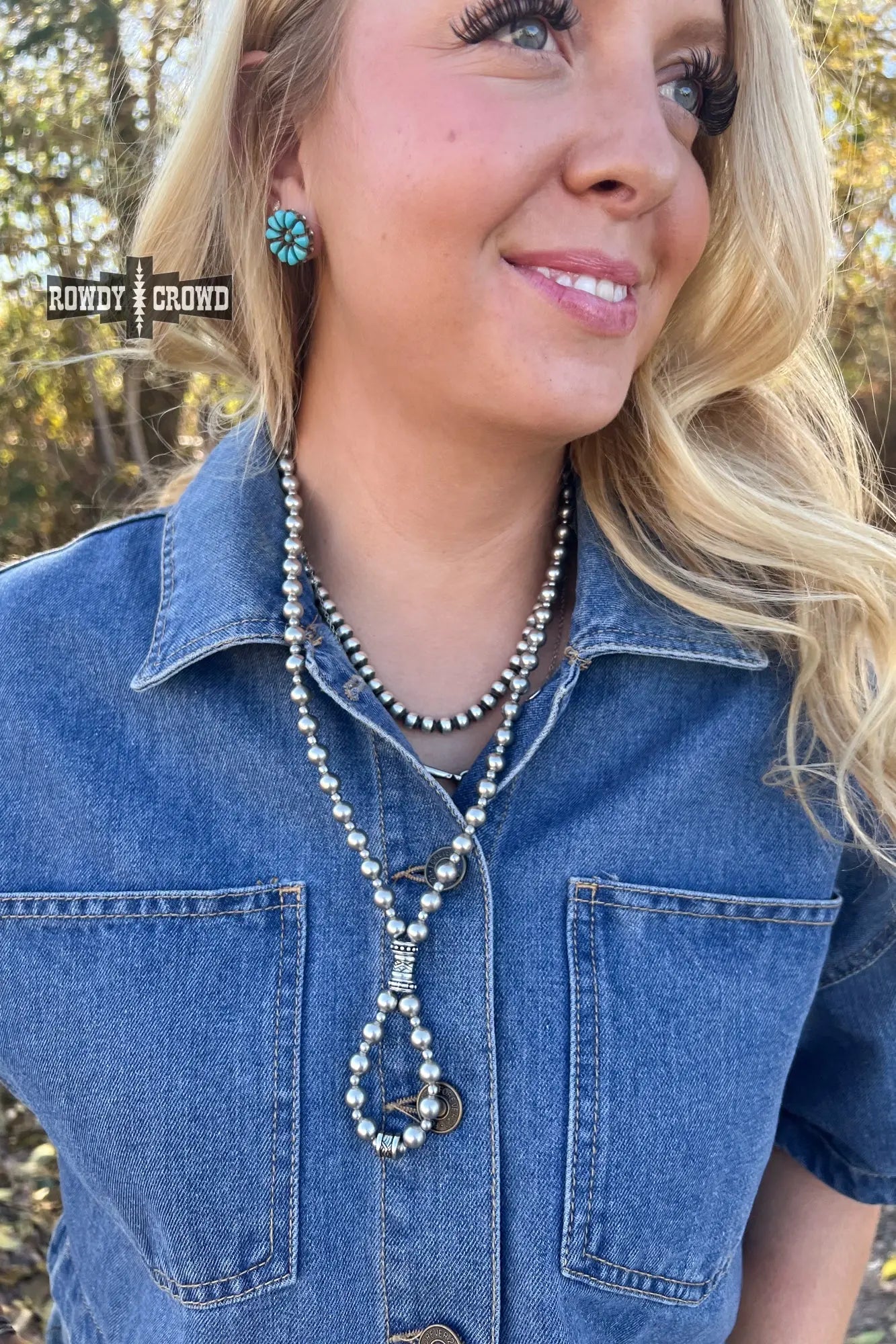 western necklace with teardrop pendant cowgirl chic moonlight silver rustic charm accessory