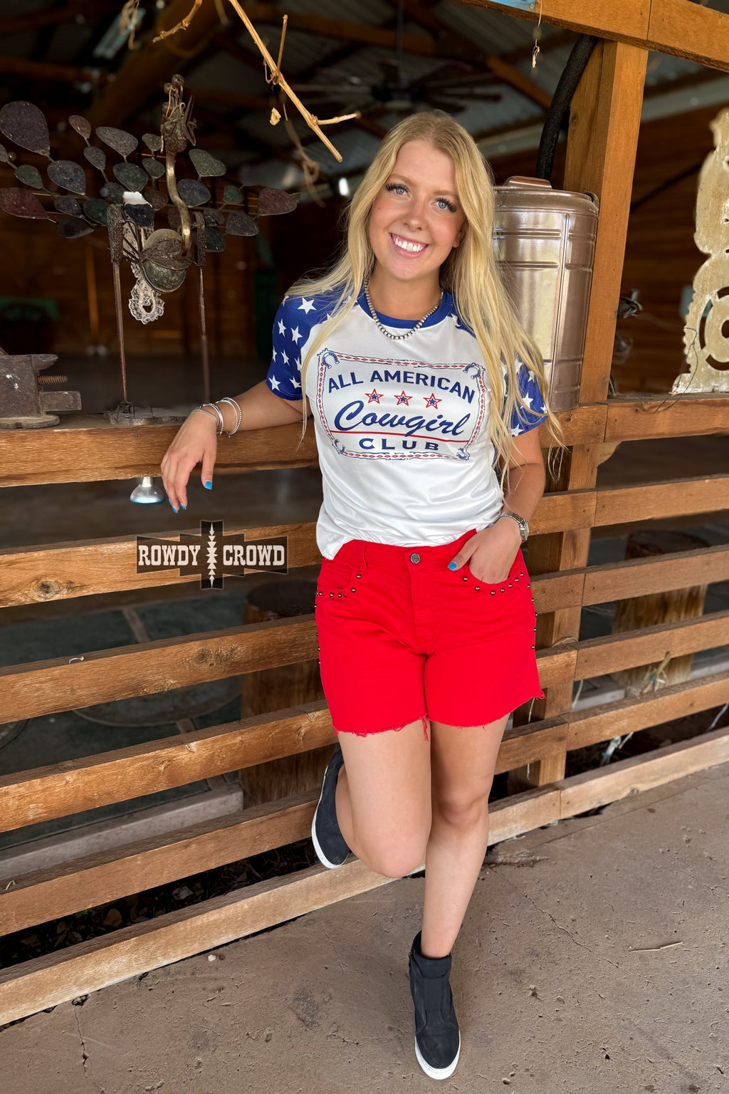RED- Shenandoah Stud Shorts