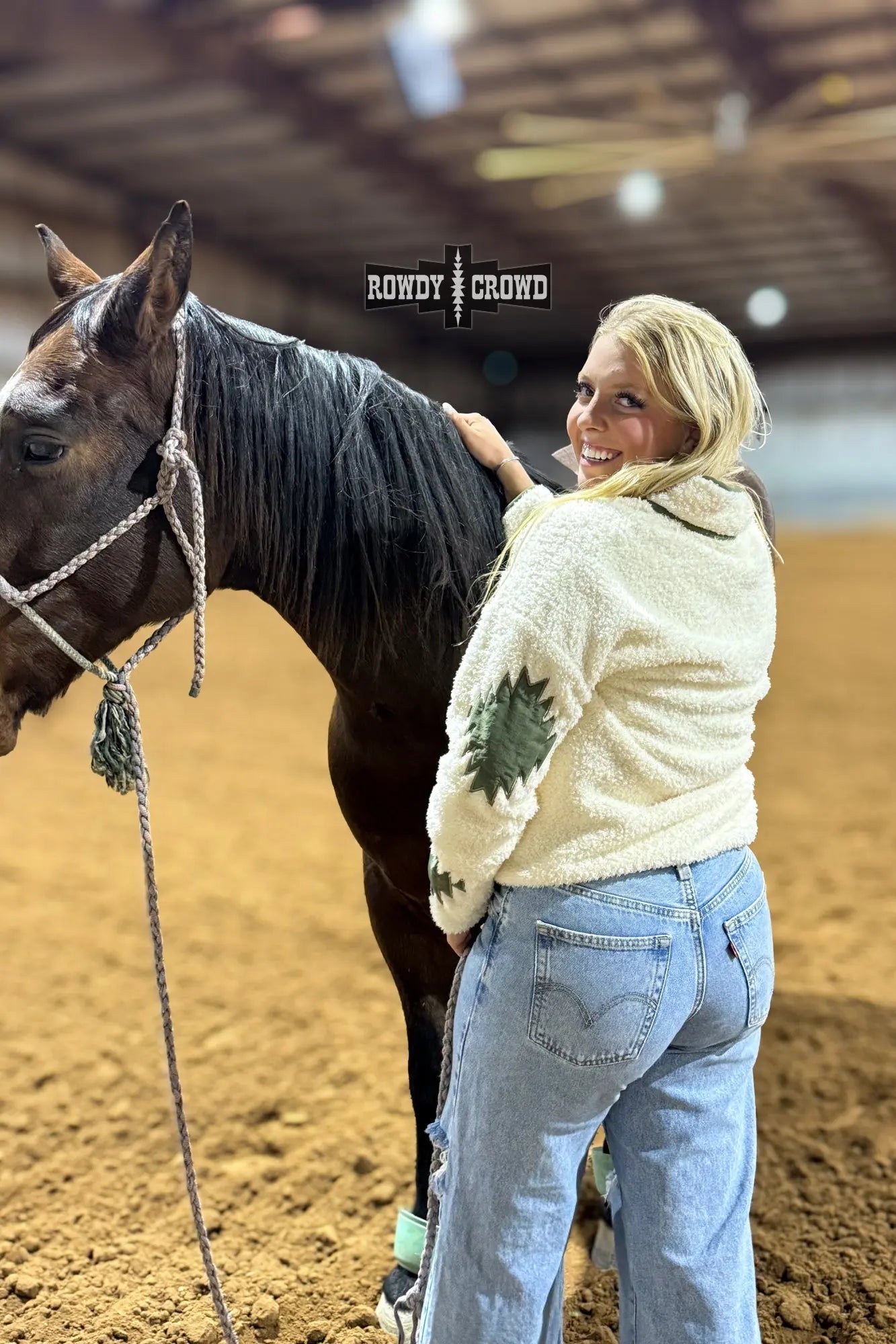 Cozy cream sherpa sweater, women’s western boutique style, sizes S–3XL