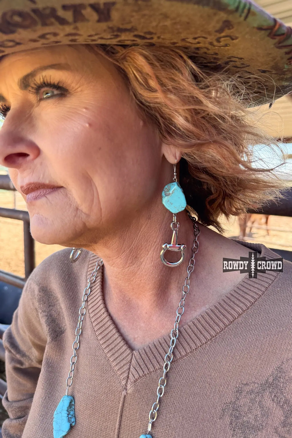 Handmade western earrings, 4" hanging length, cowgirl accessory