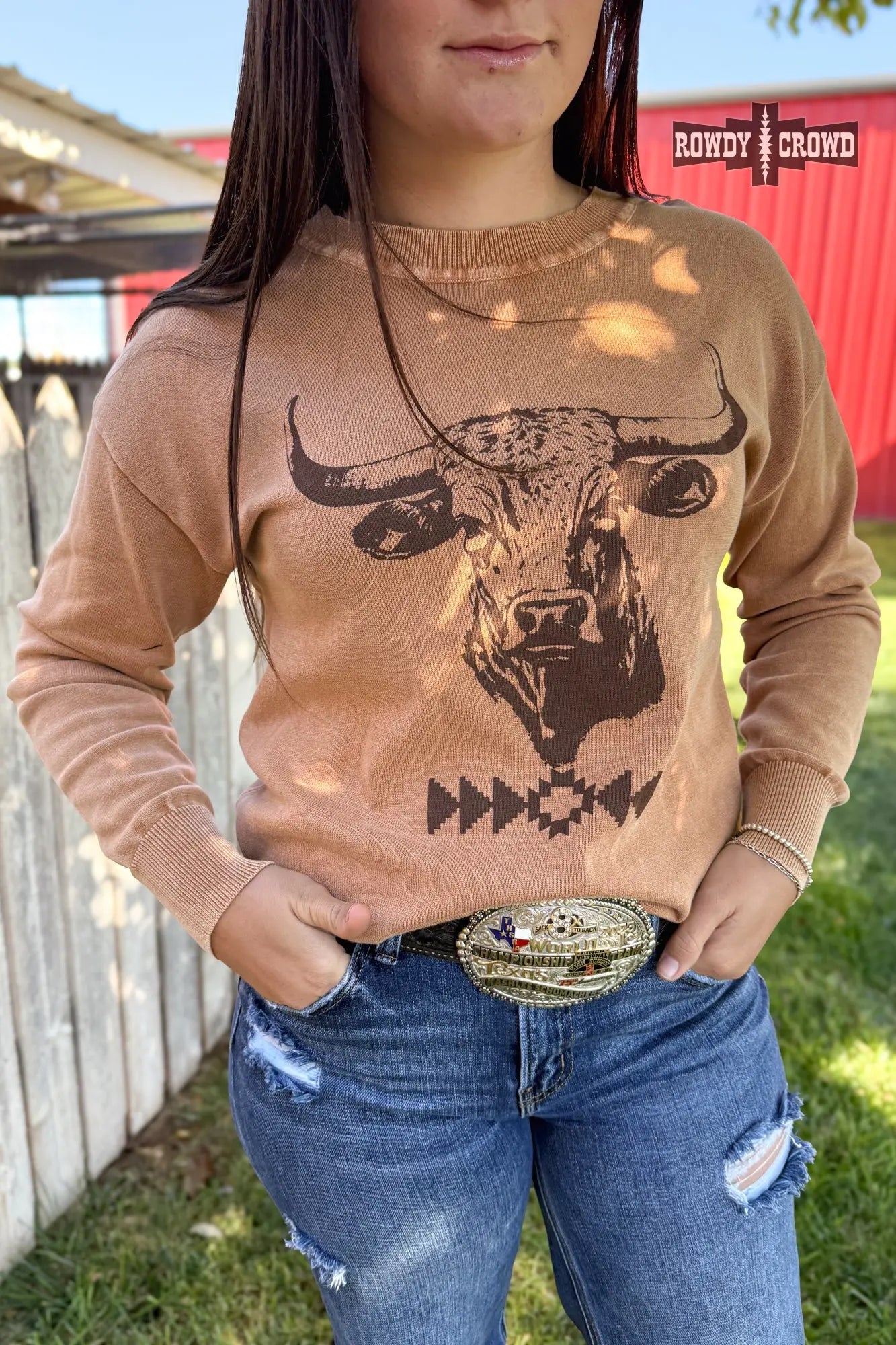 Western sweater 100% cotton ranch‑ready cowgirl grit