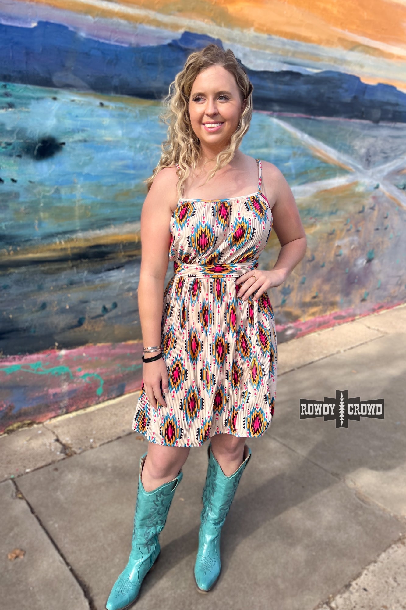 Rowdy Crow geometric patterned Aztec Print dress