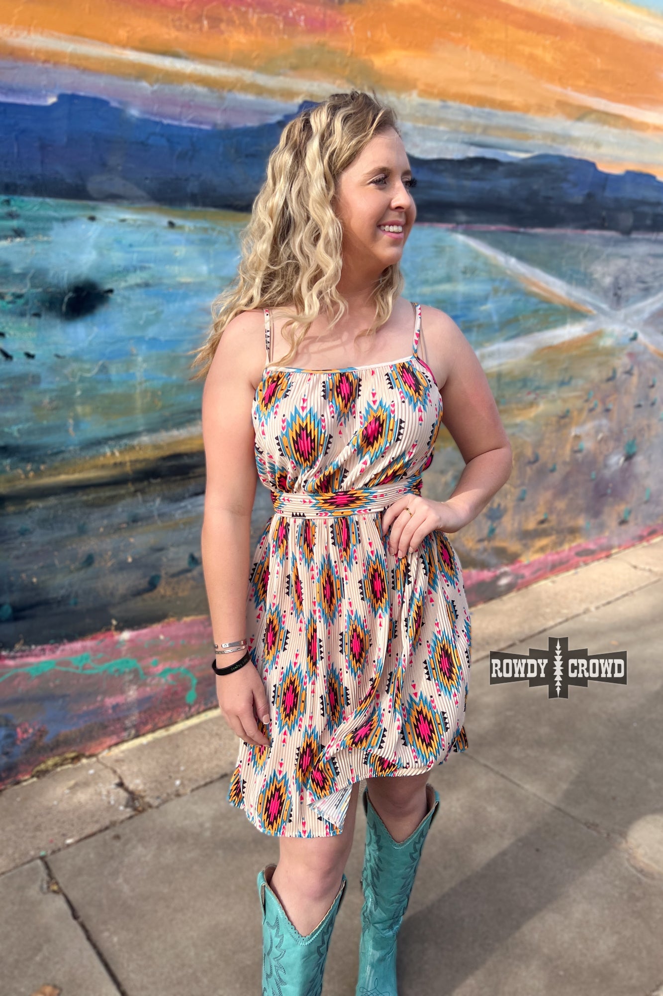 Rowdy Crow geometric patterned Aztec Print dress