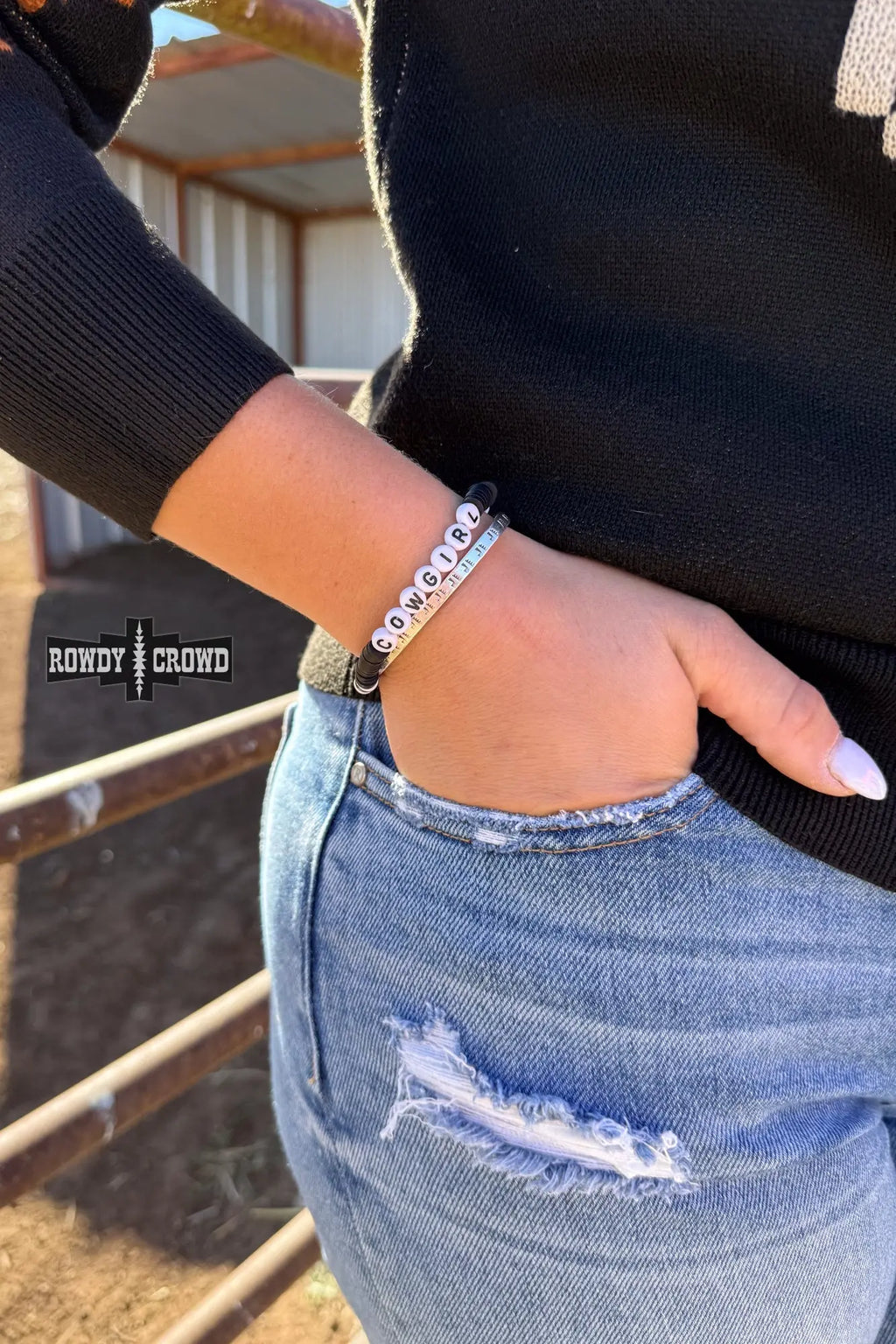 Black and white cowgirl western bracelet
