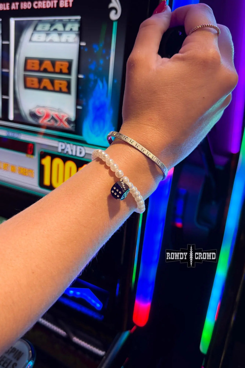 Western bracelet with pearls and dice charm