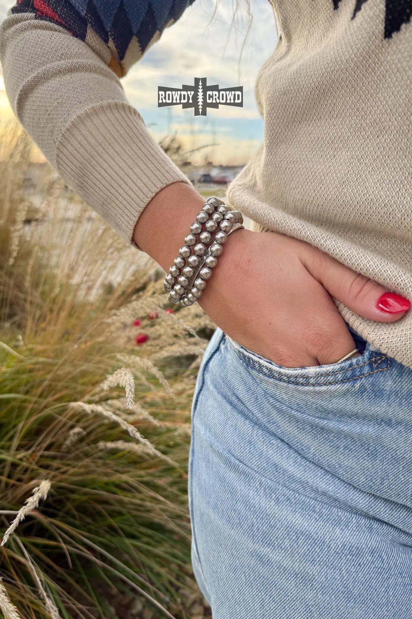 Silver Bead Stackable Bracelet-Rowdy Crowd