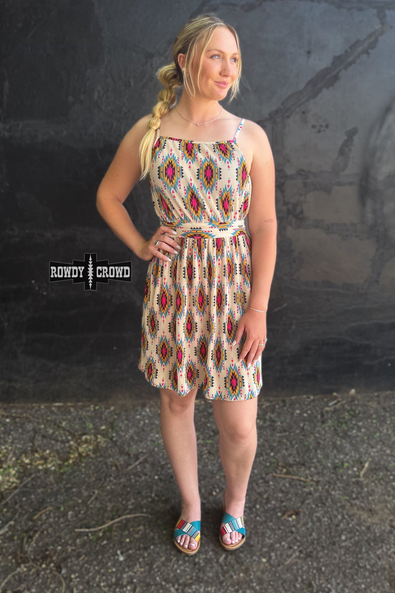Rowdy Crow geometric patterned Aztec Print dress