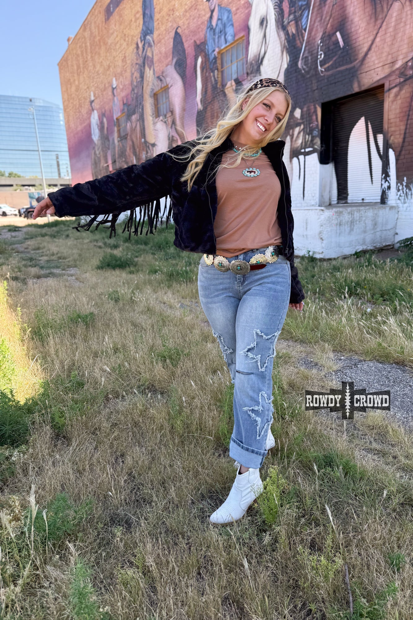Rowdy Crowd Fago Fringe Jacket black, plush faux fur jacket with fringe 