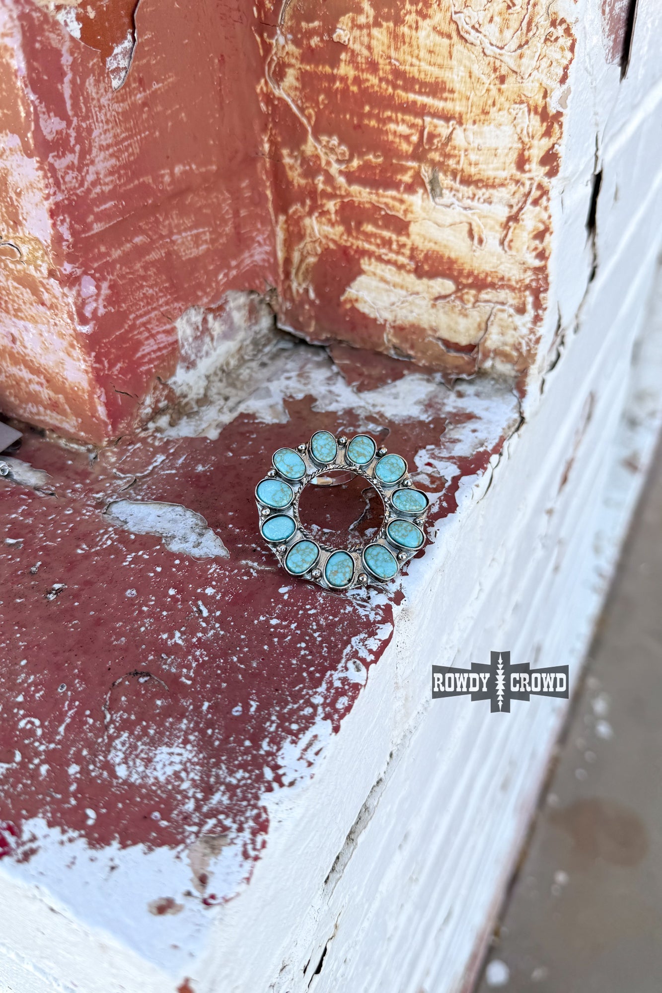 Rowdy Crowd Panhandle Scarf Slide Turquoise concho 