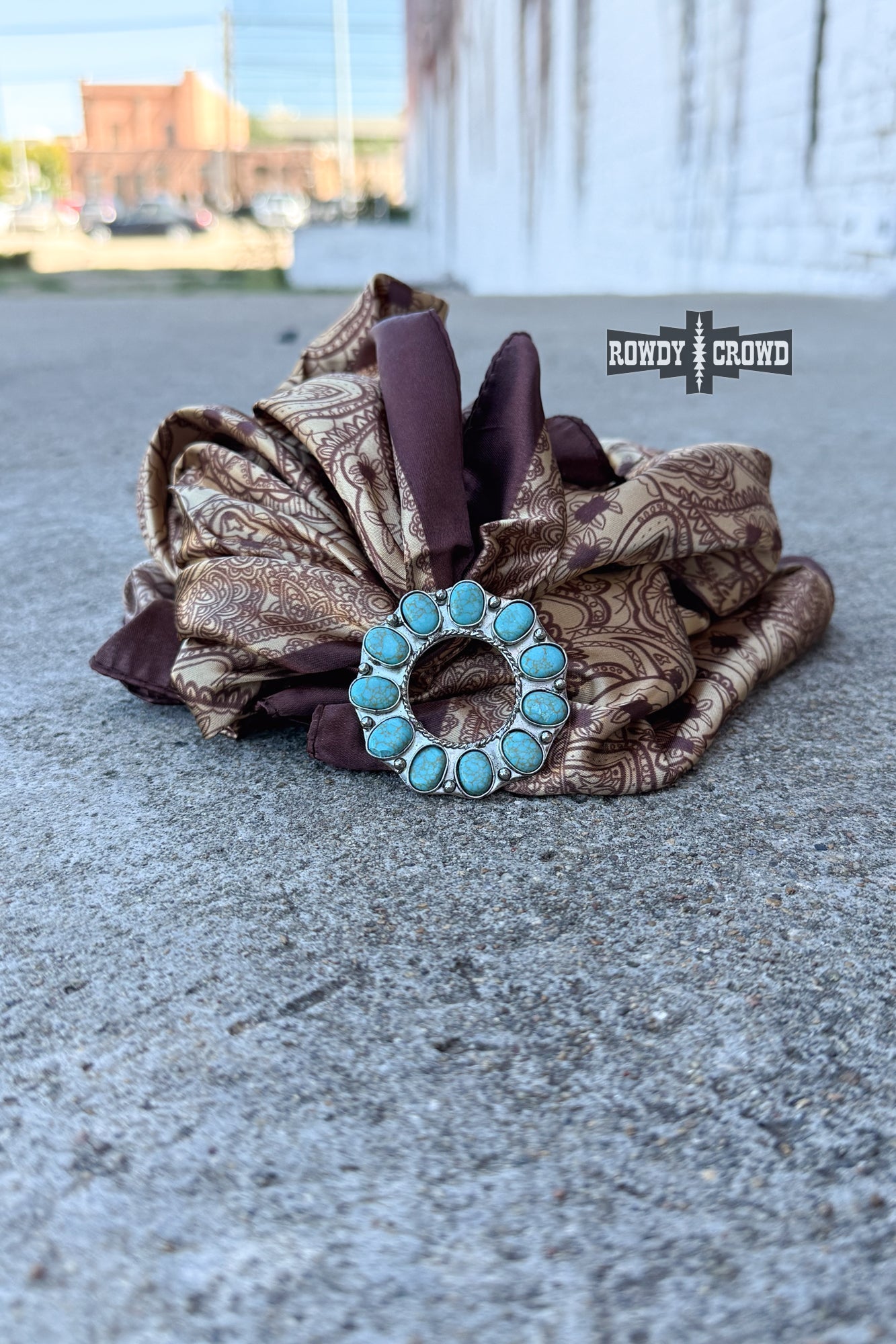 Rowdy Crowd Panhandle Scarf Slide Turquoise concho 