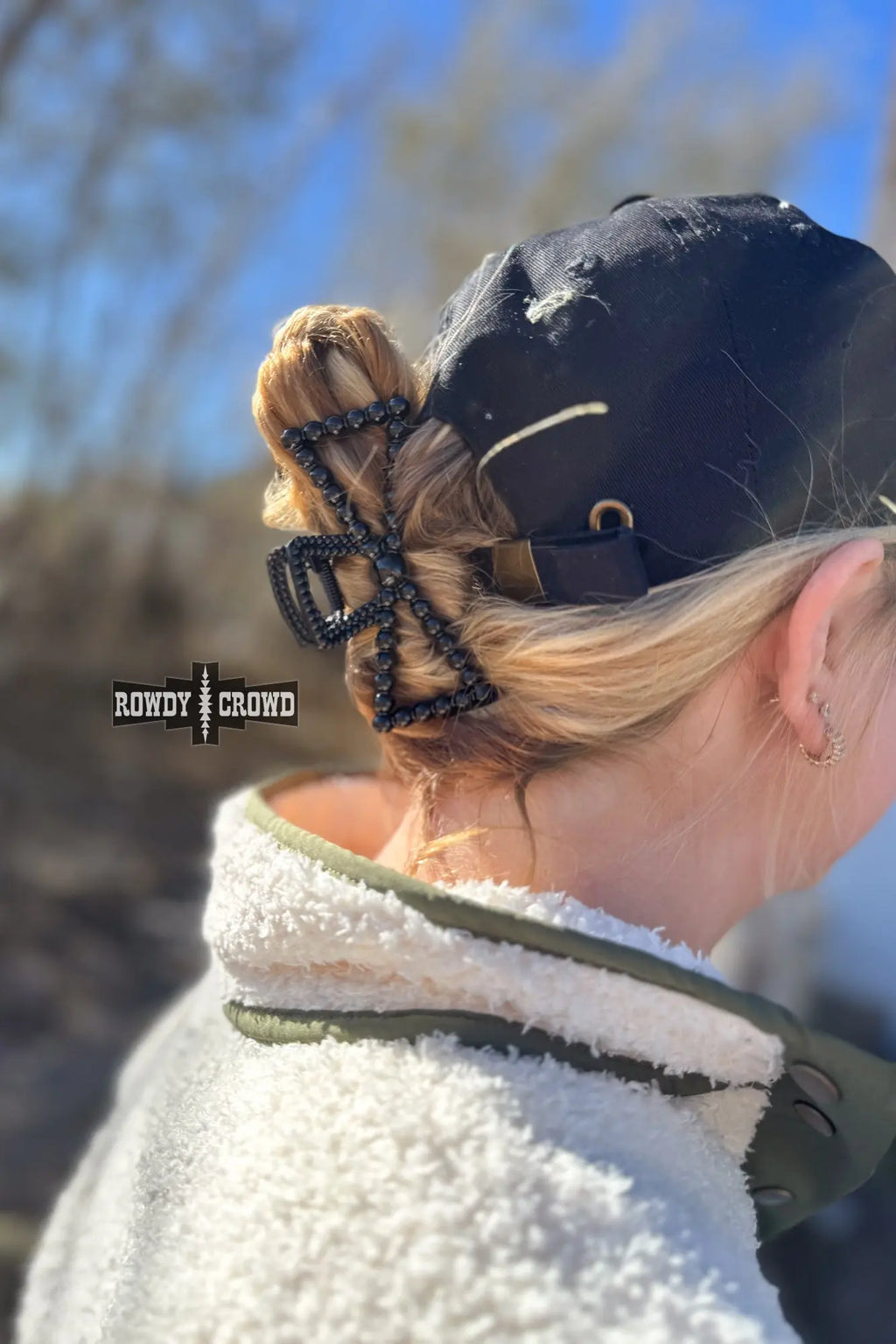 Cowgirl Bow western hair clip styled for everyday wear