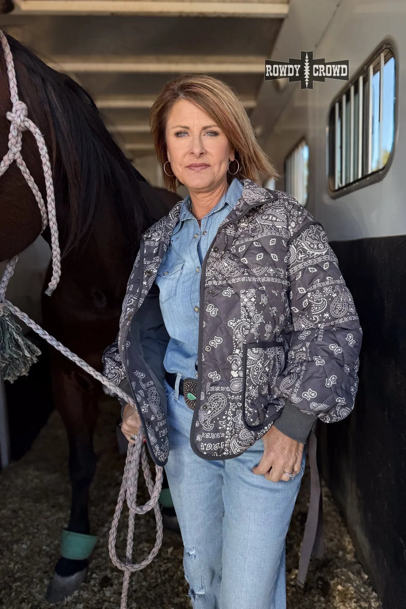 Bandana paisley western jacket in rustic tones for cowgirl confidence