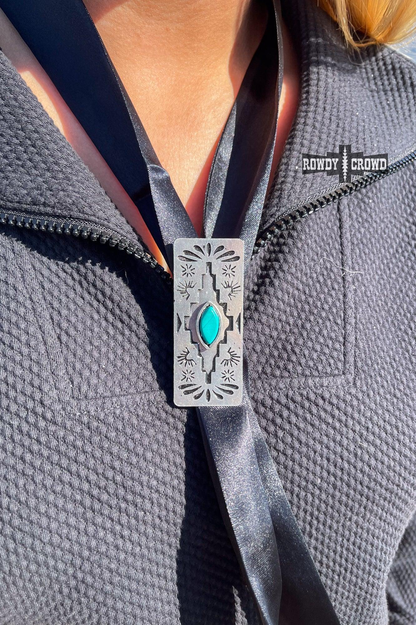 close up of saguaro scarf slide unique stone textures earthy tones western cowgirl accessory