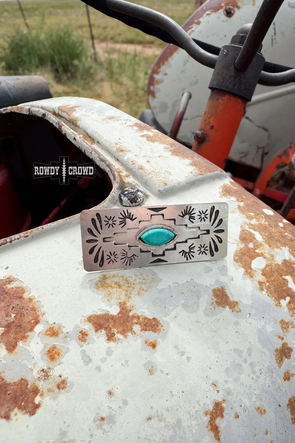 close up of saguaro scarf slide unique stone textures earthy tones western cowgirl accessory