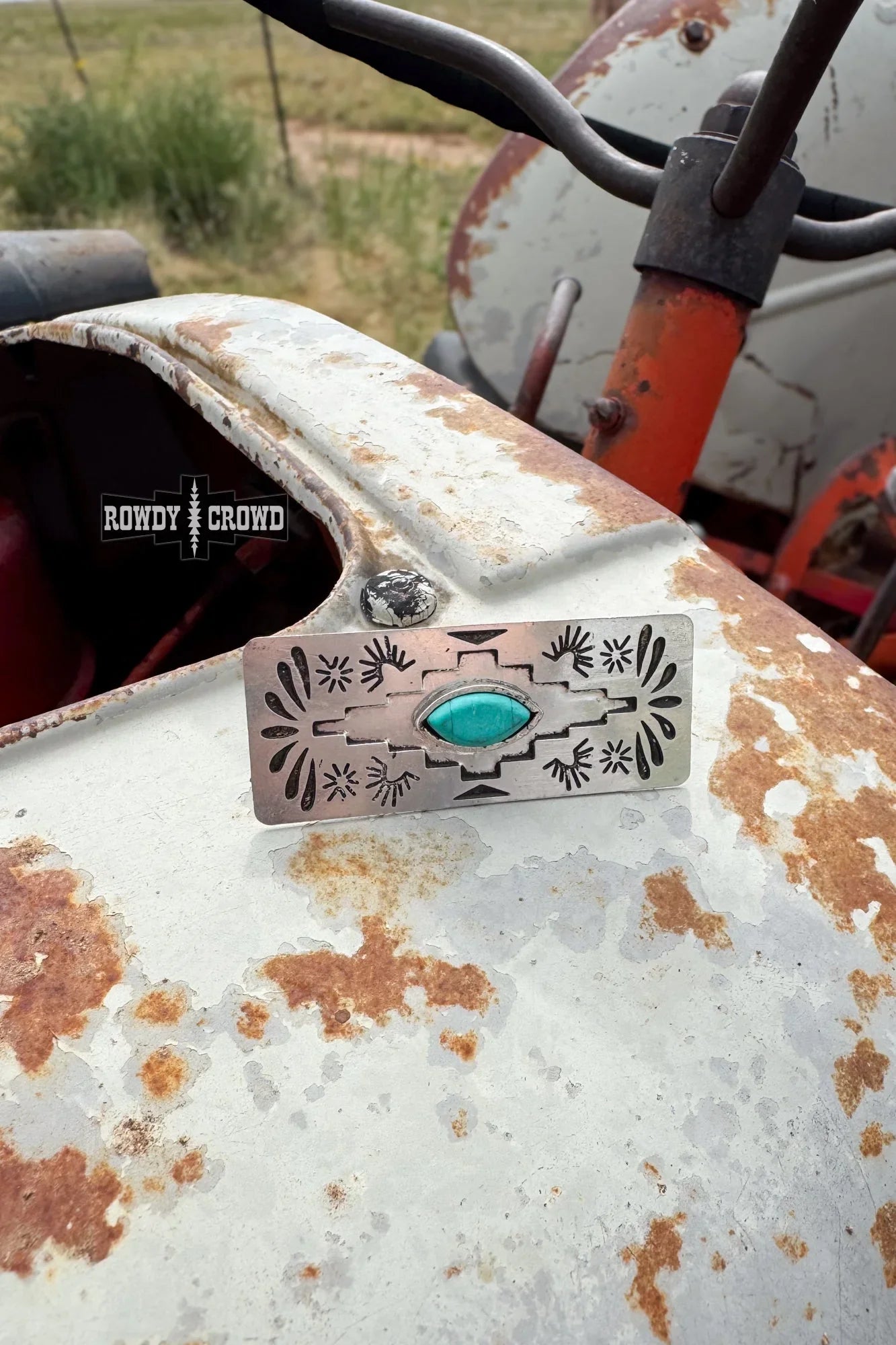 close up of saguaro scarf slide unique stone textures earthy tones western cowgirl accessory