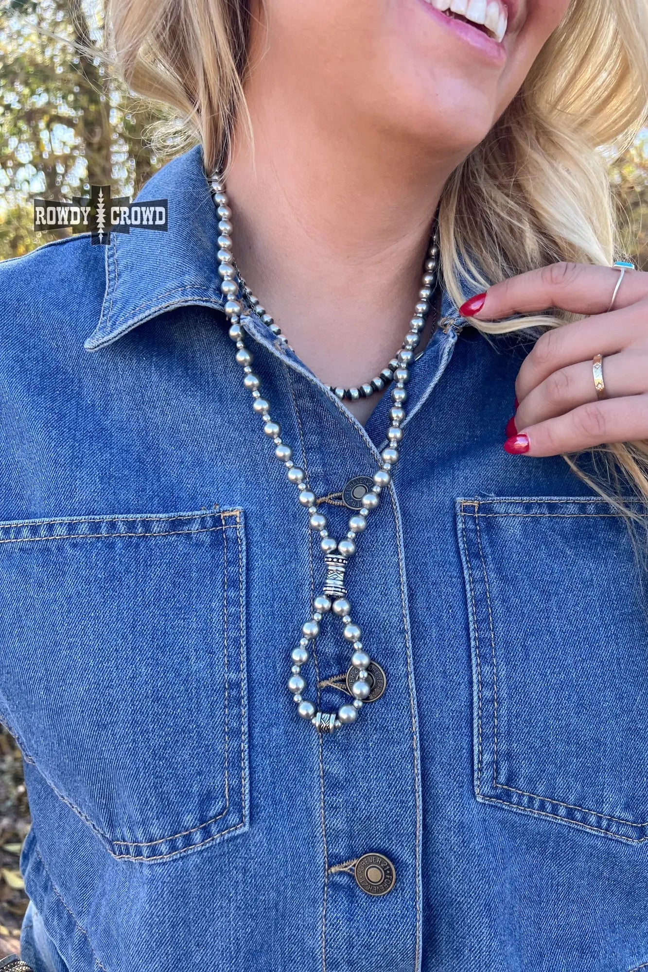 western necklace with teardrop pendant cowgirl chic moonlight silver rustic charm accessory