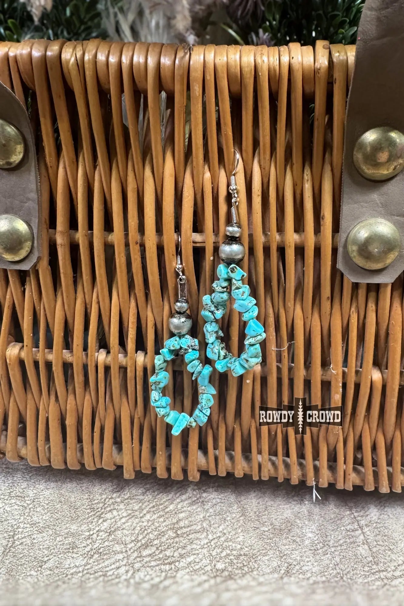 western earrings with turquoise loop and silver beads boutique cowgirl accessory rodeo concert style