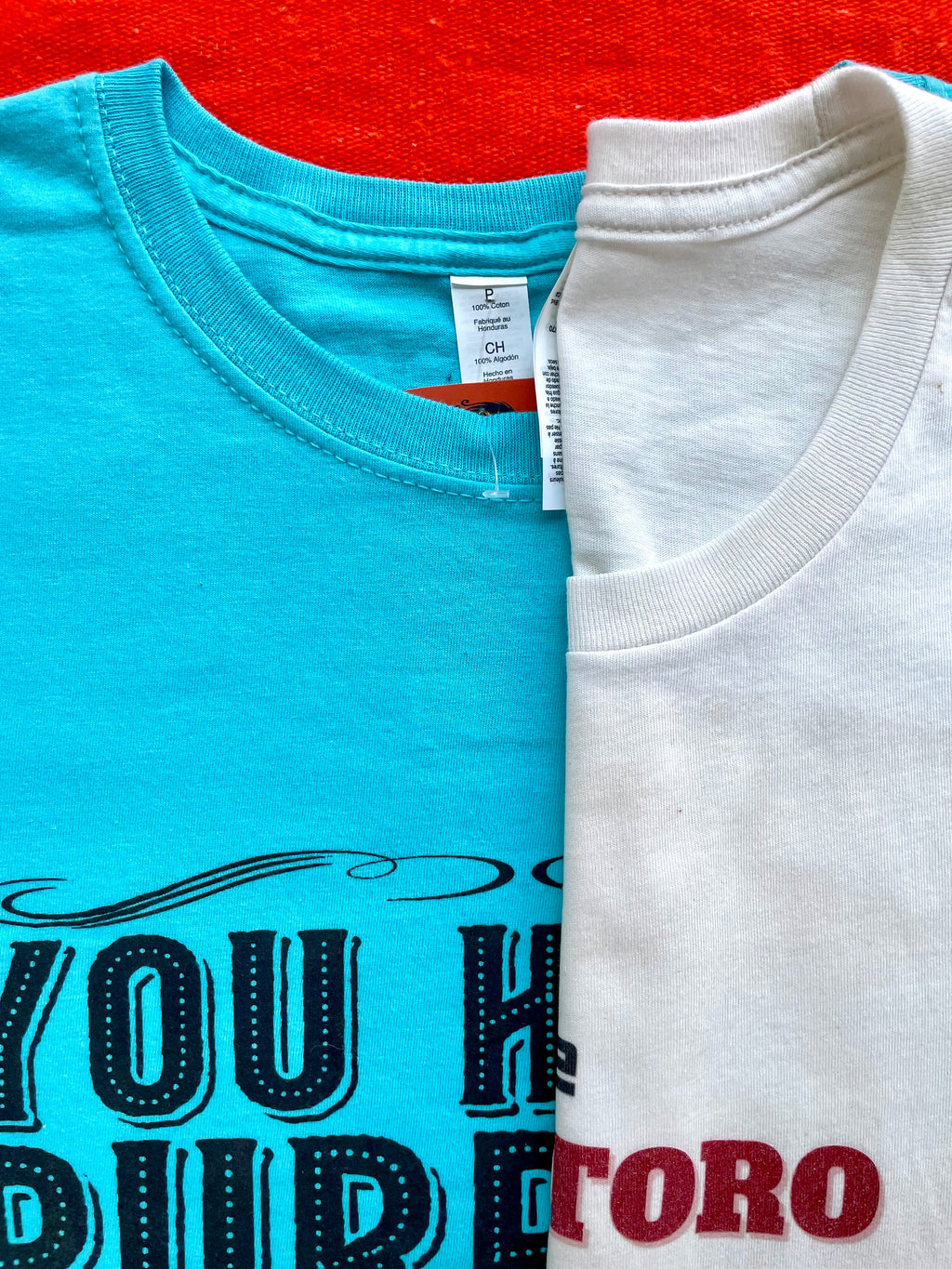 Inspirational unisex graphic t-shirt in turquoise with bold motivational quote on colorful background